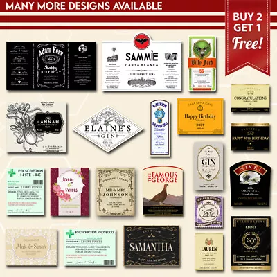 £3 • Buy Personalised Bottle Label Custom Sticker Gift Present Many Designs For Occasions