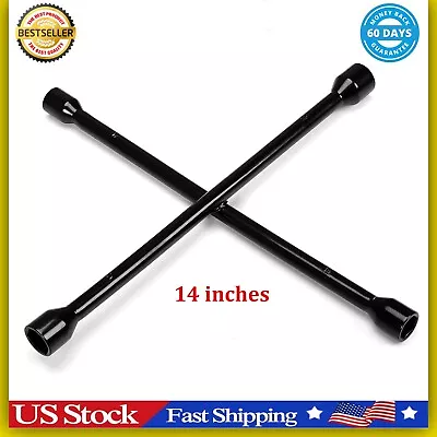 Wrench 4 Way Lug Nut Tool 14 INCH Heavy Duty Socket Wheel Tire Change Universal • $15.49