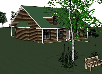 Beth_1466G-2 Log Covered House  3 Bed Rm. / 2 Bath 3 Car Garage PDF • $37.99