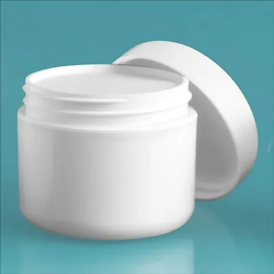 White Plastic Double Wall  2 Oz Jars With Domed Lids - Pack Of 6 • $13.50