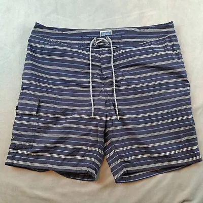J. Crew Swim Trunks Size 36 Blue Striped Board Shorts Swimming Drawstring • $9.95