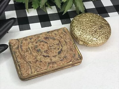 Vintage REVLON Love Pat & Rouge And Powder Tapestry Compact & Mirror LOT • $12.99