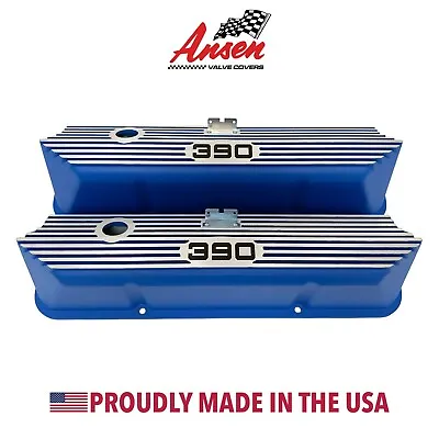 Ford FE 390 Tall Blue Valve Covers - Die-Cast Aluminum - Ansen USA • $275