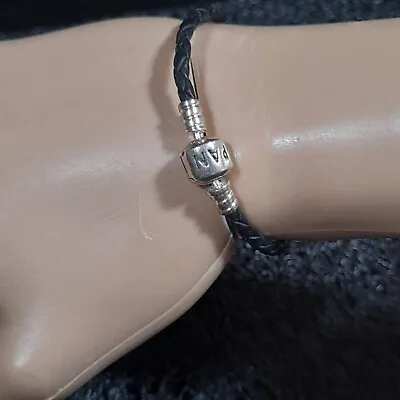 $32 • Buy Sterling Silver Pandora Clasp Black Braided Bracelet 