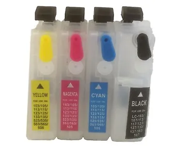 £16.99 • Buy LC-123 Refillable Cartridges With Auto Reset Chips For Brother Printer Models
