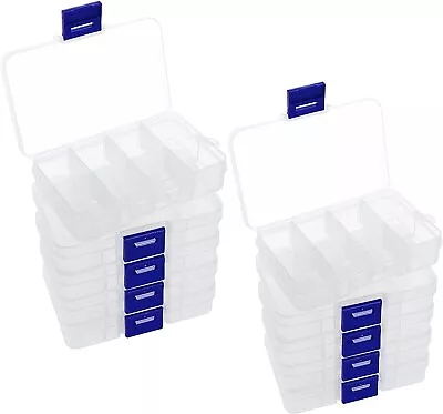 10 X 8 Compartment Organiser Storage Boxes Small Plastic Art/Craft Fuse Bead Box • £16.49