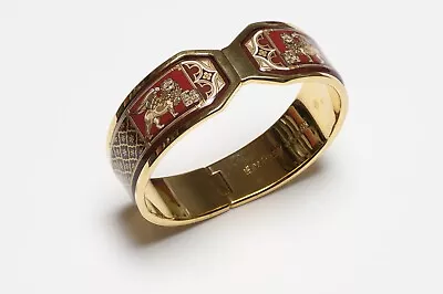 Michaela Frey Wille Gold Plated Red Enamel Lion Pattern Bangle Bracelet • $950