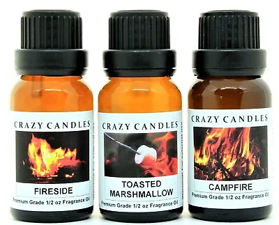 3 Oil Set Fireside Toasted Marshmallow Campfire 1/2oz Premium Crazy Candles • $14.99