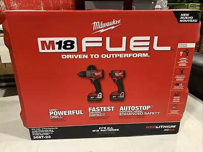 Milwaukee 3697-22 M18 FUEL Brushless Hammer Drill + Impact Driver Kit New GEN 4 • $359