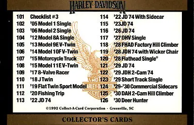 1992 Harley Davidson Series Two (Pick Card From List) C138 • $0.99