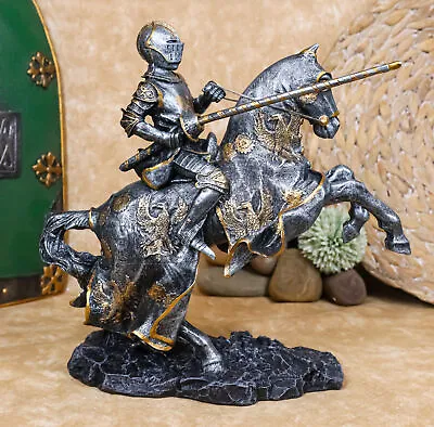 Ebros Medieval Champion Knight In Suit Of Armor With Lance On Horse Figurine • $54.99