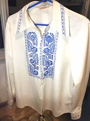 Vintage Mexican Wedding Shirt Hand Made 1960’s • $149