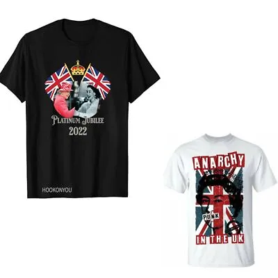 Sleeve Platinum Jubilee Union Jack T-Shirt Queen Elizabeth Unisex Crew Neck • £8.22