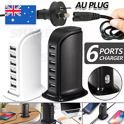 $16.95 • Buy 30W 6 Multi USB Port Travel Charger Desktop Charging Station Fast Power Adapter