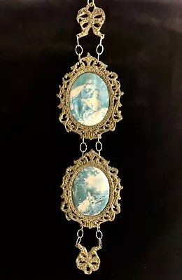 2 Antique Victorian Brass Tone Picture Frames 5”x4 Italy Vintage 16”tall • $24