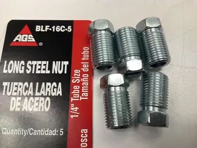 (5) AGS BLF-16C Steel Tube Nut 1/4  (7/16 -24) Inverted Long • $9.99