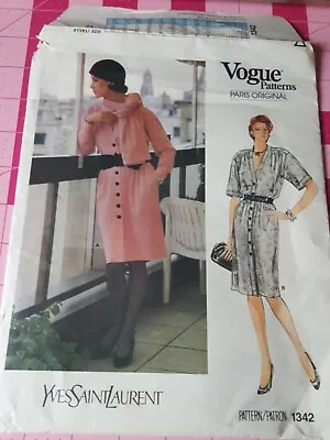 Vintage Vogue Paris Original Pattern 1342 Yves Saint Laurent Dress Size 12 UNCUT • $15.54