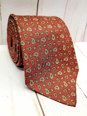 Christian Dior All Silk NeckTie Paris New York Maroon Brown Paisley Vintage 55  • $13.44