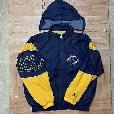 Vintage UCLA Bruins Starter Jacket Men’s XL Nylon Logo Hooded 90s NCAA Full Zip • $150