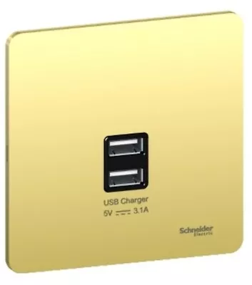 SCHNEIDER Ultimate Screwless Charger Socket (2 X USB 3.1A) Polished Brass (16/17 • £8.99