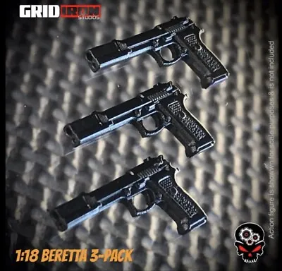 1:18 3-PACK Beretta Pistols For G.I. Joe 3.75” Joytoy Arah 25th Weapons G161 • $8.99