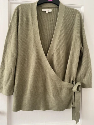 £12 • Buy PER UNA KHAKI/ OLIVE GREEN WRAP OVER CARDIGAN TOP JUMPER Size 12 With Linen