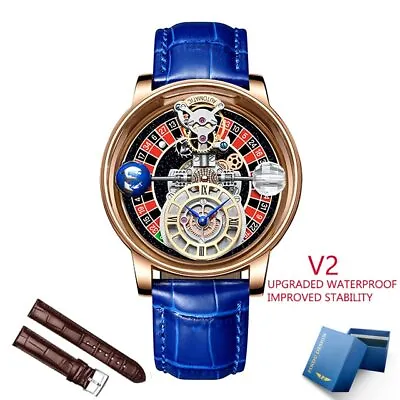 Roulette Rotary Watch Mens Watches Top Brands Luxury Quartz Casino Wristwatch • £225.99