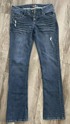 Mudd Womens Blue Denim Medium Wash Skinny Bootcut Jeans Size 5 • $17.99