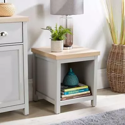 Grey Oak Top Lamp Side Table Shelf Storage Occasional End Table Two Tone Avon • £39.99