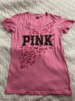 Victorias Secret PINK Leopard V Neck Shirt Size Large  • $5