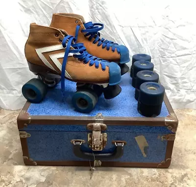 Vintage Riedell Red Wing Jogger Suede Leather Lace Up Roller Skates W/ LOCK BOX! • $29.99