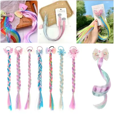 £2.99 • Buy Hair Clip In Extensions Childrens Girls Kids Unicorn Mermaid Princess Braids Bow