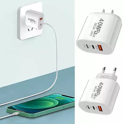 2 Port PD Plug 40W USB-C Type C Fast Wall Charger Adapter For IPhone 13 Pro Max • $15.69