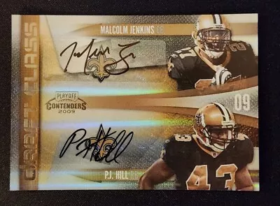 Malcolm Jenkins P.J. Hill 2009 Contenders Rookie Draft Class Duel Auto 7/10 #14 • $100