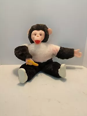 Vintage Plush Monkey With Banana Rubber FaceHands Feet 12  Tall • $15.50