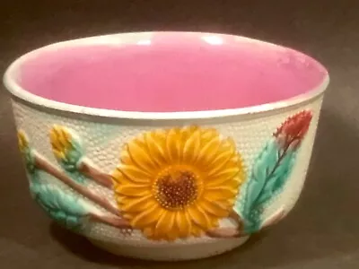 Antique Samuel Lear Majolica Sunflower Bowl • $50