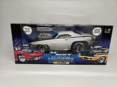 Muscle Machines 1:18 Scale Limited Edition White'70 Plymouth Cuda New In Box • $74.95