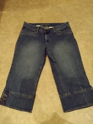 Michael Kors Jeans Womens Size 12 Wide Leg Crop Capri Big Hem Blue Medium Wash  • $22