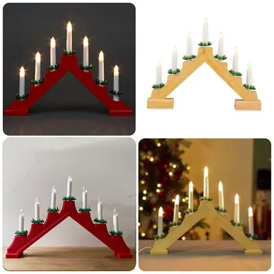 Christmas 7 LED Candle Bridge  Arch Window Décor Indoor Outdoor Battery Operated • £12.25