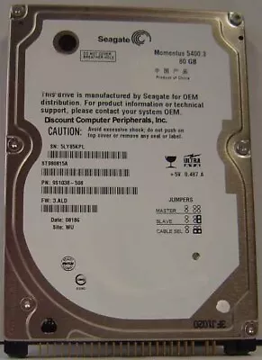 80GB 2.5  IDE Seagate ST980815A 9.5MM 44PIN Drive Tested Good Our Drives Work • $17.95