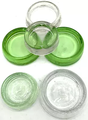 Vintage Lot Of 6 Furniture Coasters Hazel Atlas Green Uranium Glass US Clear • $39.95