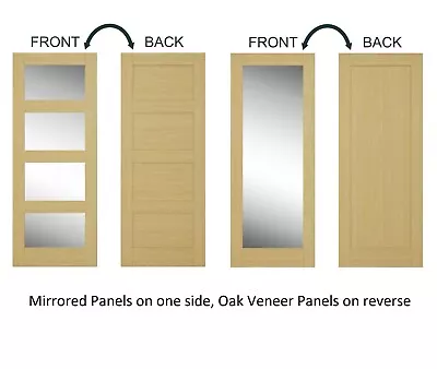 Mirror Doors - Oak Shaker Panelling On Reverse Internal Various Sizes Available • £15