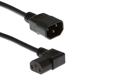 Power Extension Cable IEC C14 Male To IEC C13 Female Right Angle 2m 2 Metres • £5.39