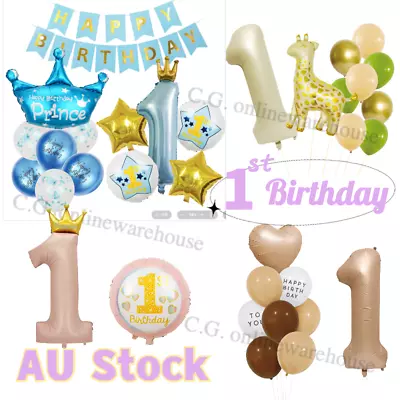 1st Birthday Balloons Baby Girl Boy's First Birthday Baby Shower Foil Balloon • $5.80