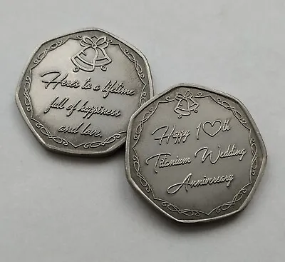 £6.99 • Buy Happy 10th Titanium Wedding Anniversary - Commemorative Coin/Gift/Present/Tin