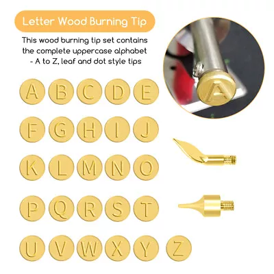 DIY Carving Craft Letter Wood Burning Tip Kit Alphabet Branding Hand Tool • $23.14