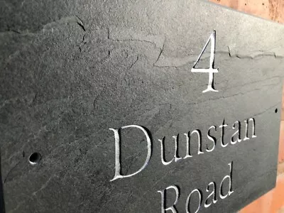 £33.99 • Buy Personalised Rustic Slate House Sign Farmhouse Plaque Door Number Deeply Cut