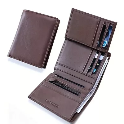 Genuine Leather Wallet For Men Retro Thin Vertical Short Multi Function ID C. C • $24.95