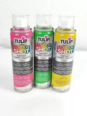 3 X Fabric Colour Spray Paint Instant Washable Colour Shot Tulip Upcycle  • £12.99