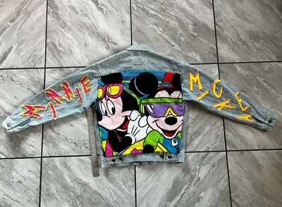 Mickey Minnie Mouse Custom Denim Jean Jacket Small Structure Rare • $40